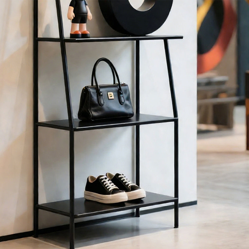 Black Industrial Metal Display Shelf, Black, 59.06" H x 39.37" W x 11.81" D