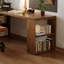 Bureau tout en bois massif en L avec armoires de rangement-360431837