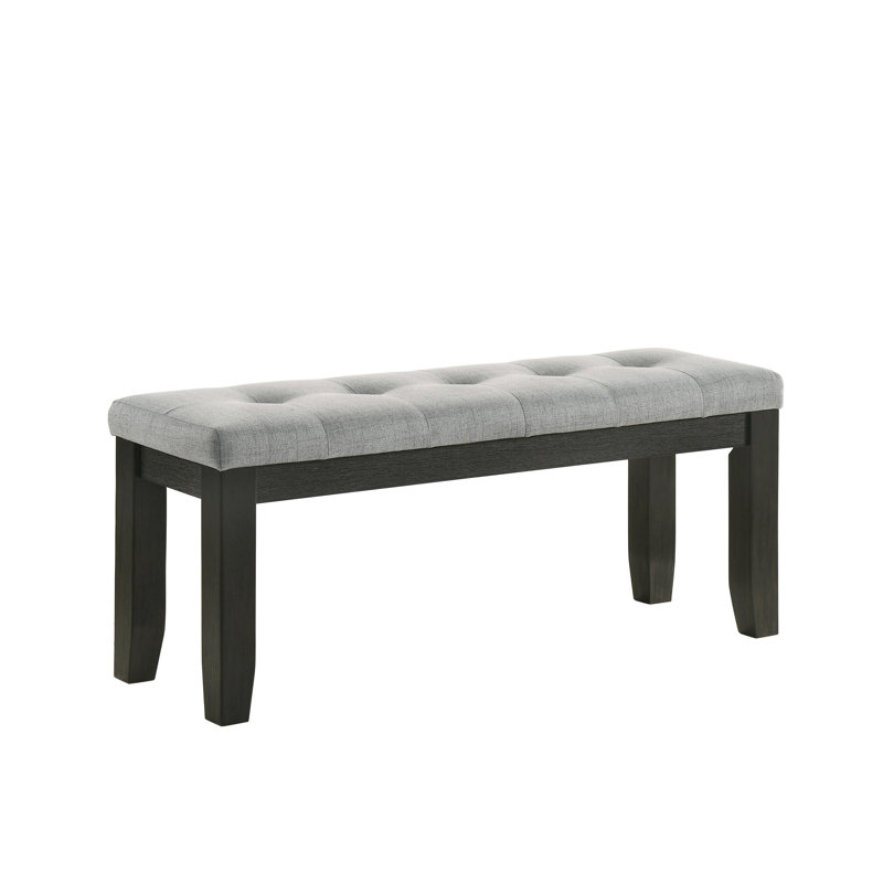 Gray Upholstered Bench With Solid Wood Tapered Legs, Contemporary Home Furnishing Bedroom Linen-Like Upholstery And Legs For Relaxation