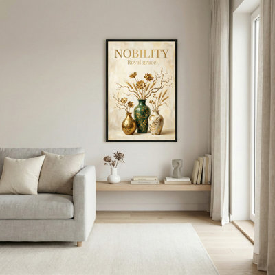 Nobility Royal Grace Floral Vases Canvas Wrapped Wall Art Oil Painting Print Set Of 1