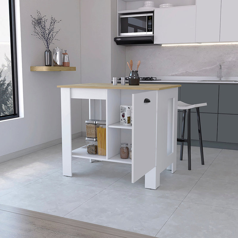 1-Door Kitchen Island With Open Shelf