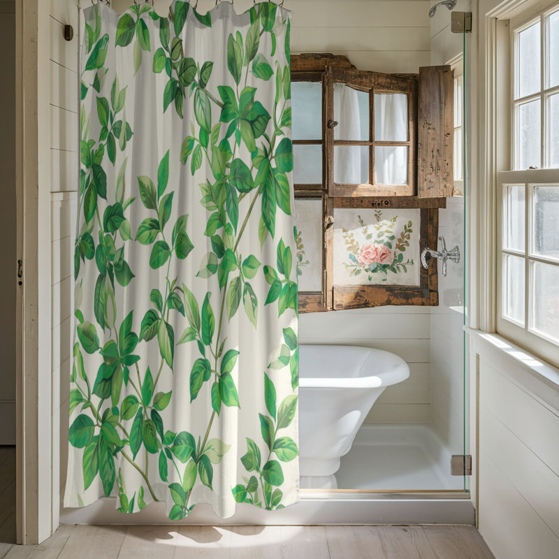 Bloom Greens - Rideau de douche Premium, H 74 po x l 71 po