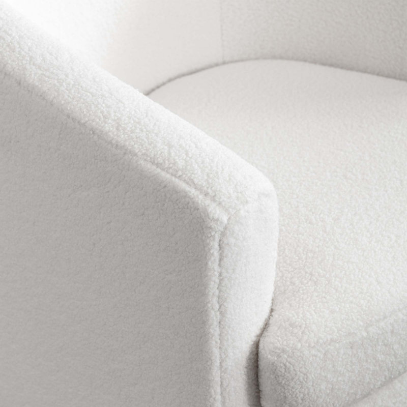 Fauteuil demi-tonneau pivotant Mohun, Bouclé ivoire