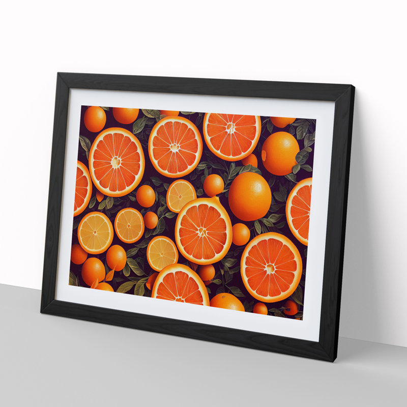 Sliced Orange Fruit - Framed Print, Black, 25cm H x 34cm W x 2cm D