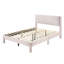 Grand lit rose contemporain avec tête de lit tapissier nervurée, structure discrète et pieds discrets pour la chambre à coucher, motif texturé, discret-990557998-990557999
