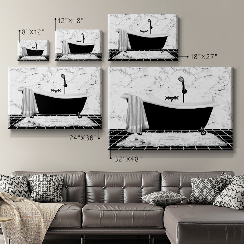 Toile tendue avec châssis moderne Modern Bath I - prête à être accrochée, H 40 po x l 60 po