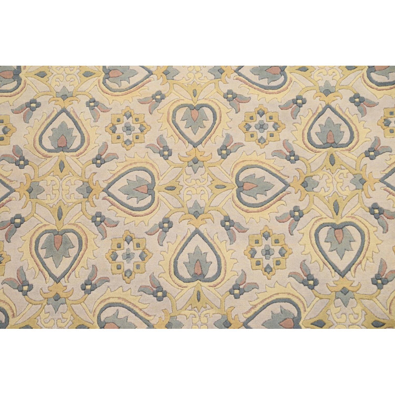 Tapis népalais oriental unique en laine à teinture végétale noué à la main 8 pi 9 po x 8 pi 9 po