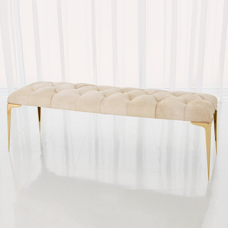 Stiletto Upholstered Bench, White