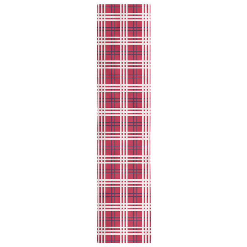 Paid Polyester Table Runner, 90" L x 16" W, Red/Nautical Blue/White