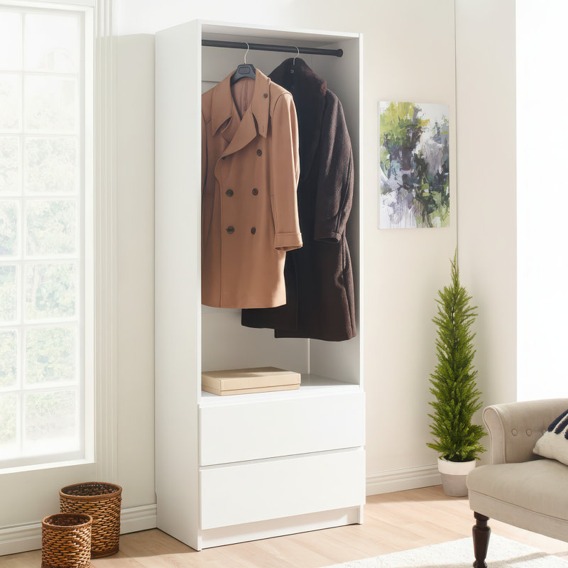 Kalinikos 32" Wood Walk-in Closet with Two Drawers, White