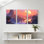 «Landscape & Nature Sunset Mountains River Pavilion Birds Sky Reflection Water», ensemble de 3 impressions sur toile