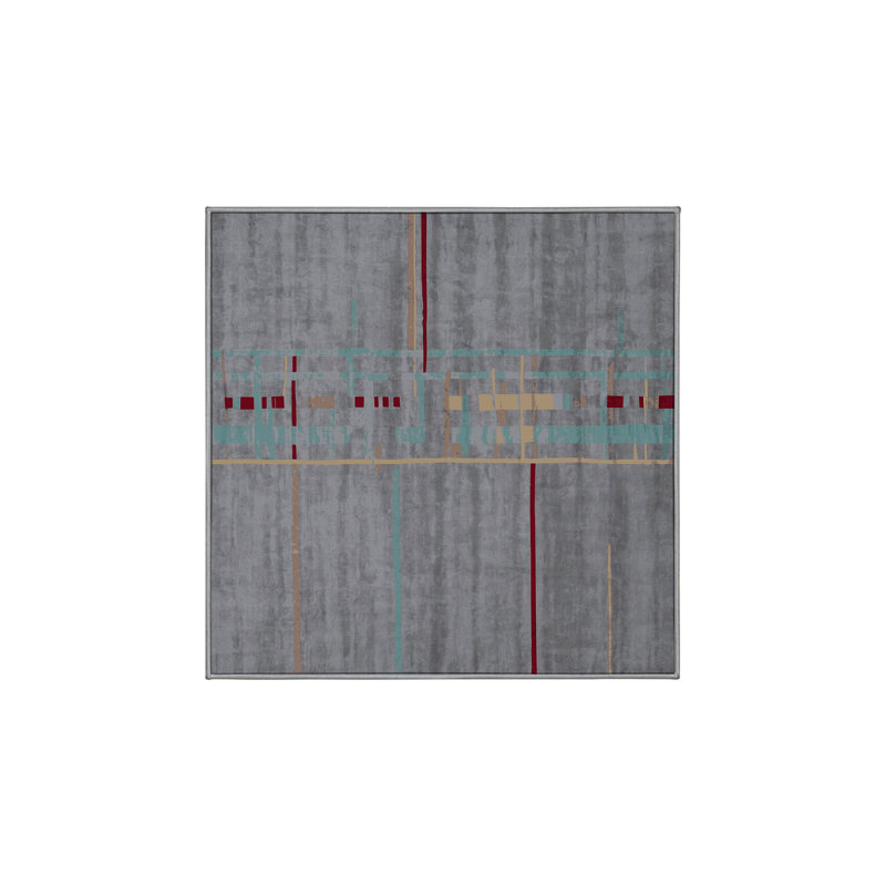 Machine Washable Gray Area Rug, Square 7'