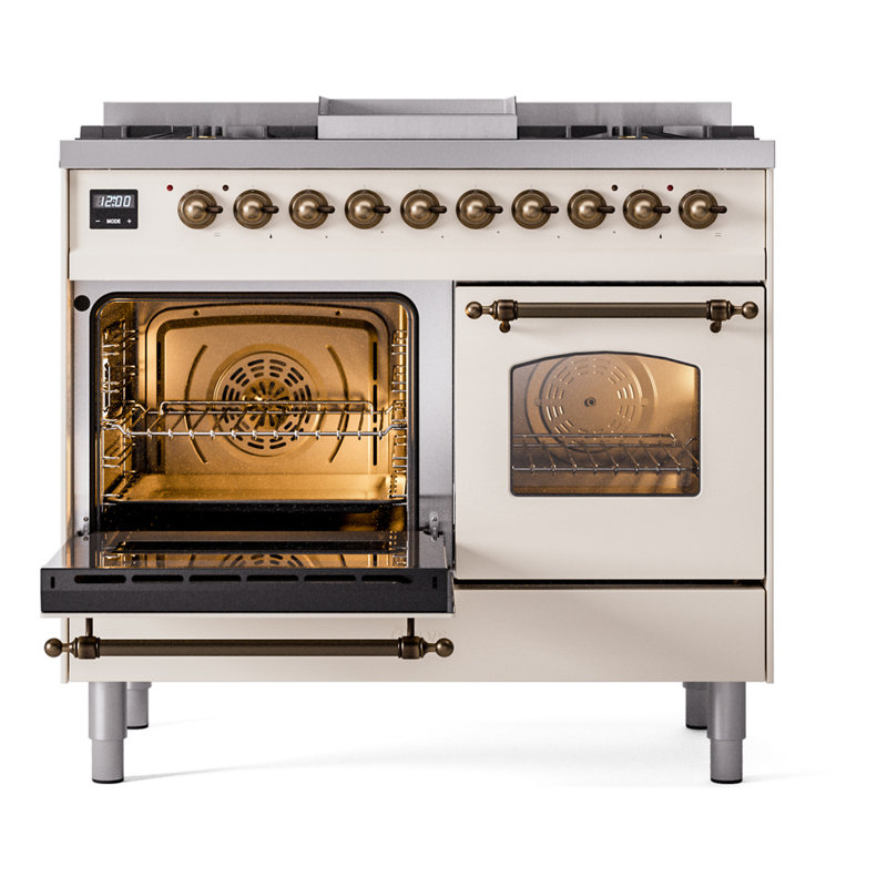 ILVE Nostalgie II 40 in Dual Fuel Range, Natural Gas, Antique White/Bronze
