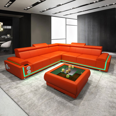 Gazmor Upholstered L-Shaped Sectional Symmetrical