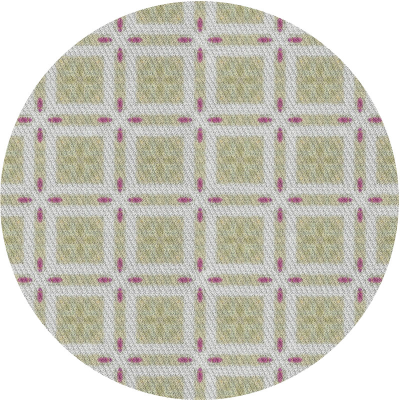Tapis rose/zone grise à motifs, Rond 5 pi