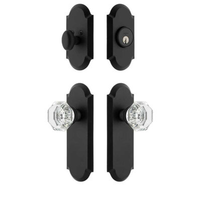 Ageless Iron Dome Long Plate Entry Set with Krystall Knob