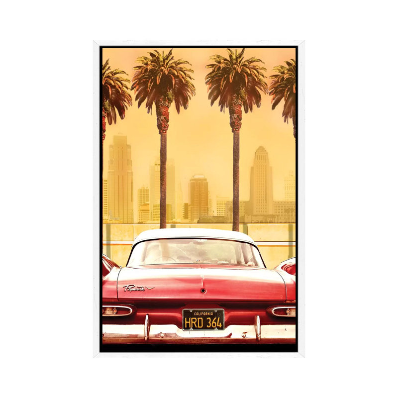 Plymouth Savoy with Palms 1 Piece Wall Art on Canvas, 66.04cm H x 45.72cm W x 3.81cm D, White Floater Framed
