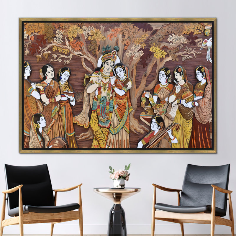 Print on Canvas, 25 cm H x 35 cm W, Framed Print without Mat, Gold