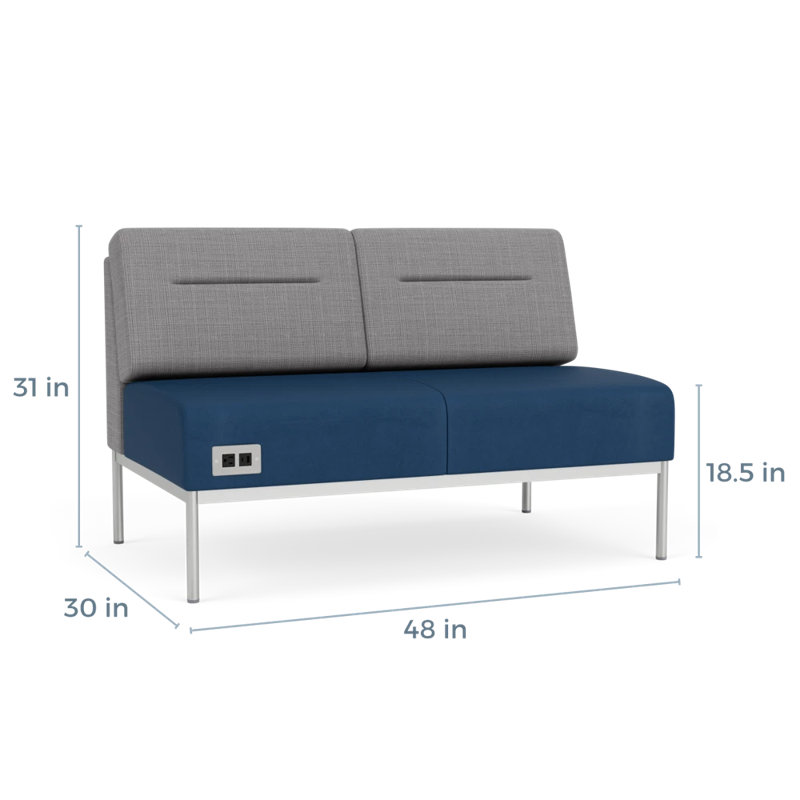 Causeuse Darsey, Avec alimentation, Argent argent, Chambray gris; Patriot Plus Blue Ridge