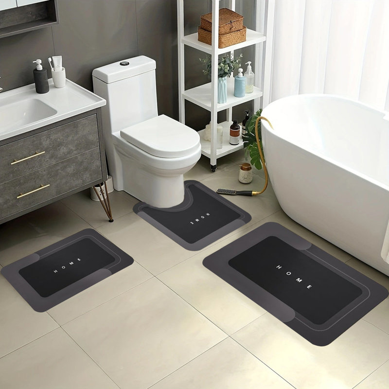 Ensemble de tapis de salle de bain 3 pièces, Noir