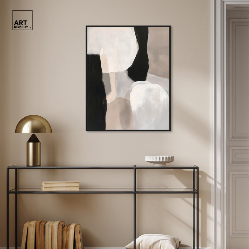 «Soft Shadowplay I Canvas Modern Boho» par Art Remedy, Cadre flottant noir, H 31 po x l 25 po