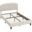 Upholstered Bed Frame with with Diamond Button-Tufted Headboard-332416926-332416923