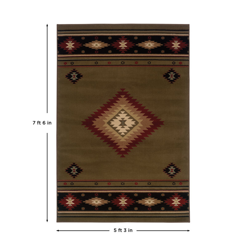 Tapis vert / rouge Appomattox, Rectangle 5 pi 3 po x 7 pi 6 po