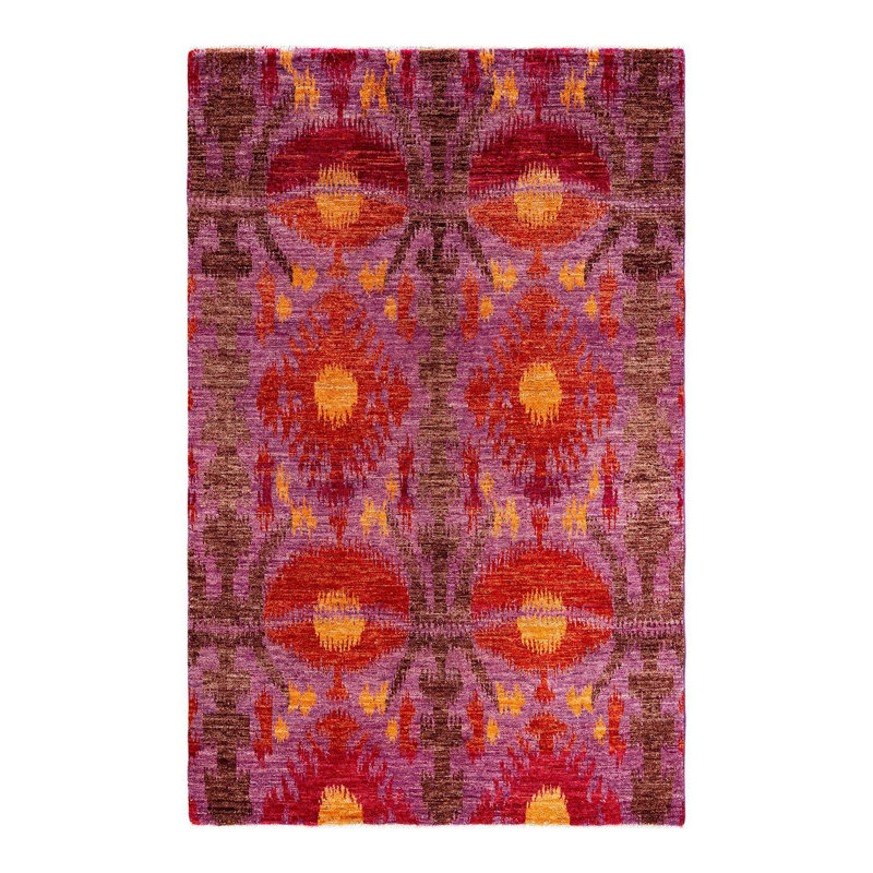 Overyed One-of-a-Kind Rectangle 5'10" X 9'2" New Age Wool Area Rug Red/Yellow/Brown