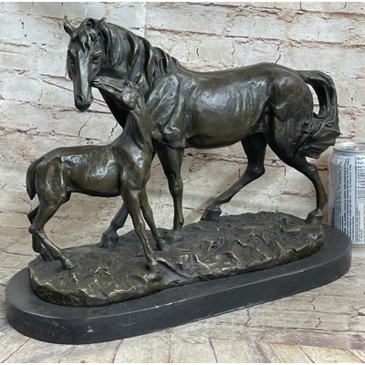 Margriete Horse  Foal Bronze Statue Sculpture Equestrian Stables Barn Decor Original Milo