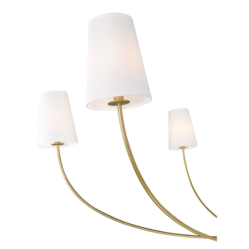 Lustre classique à 6 lumières avec abat-jour Caral, H 25,75 po x l 62 po x P 62 po, Laiton frotté, 6