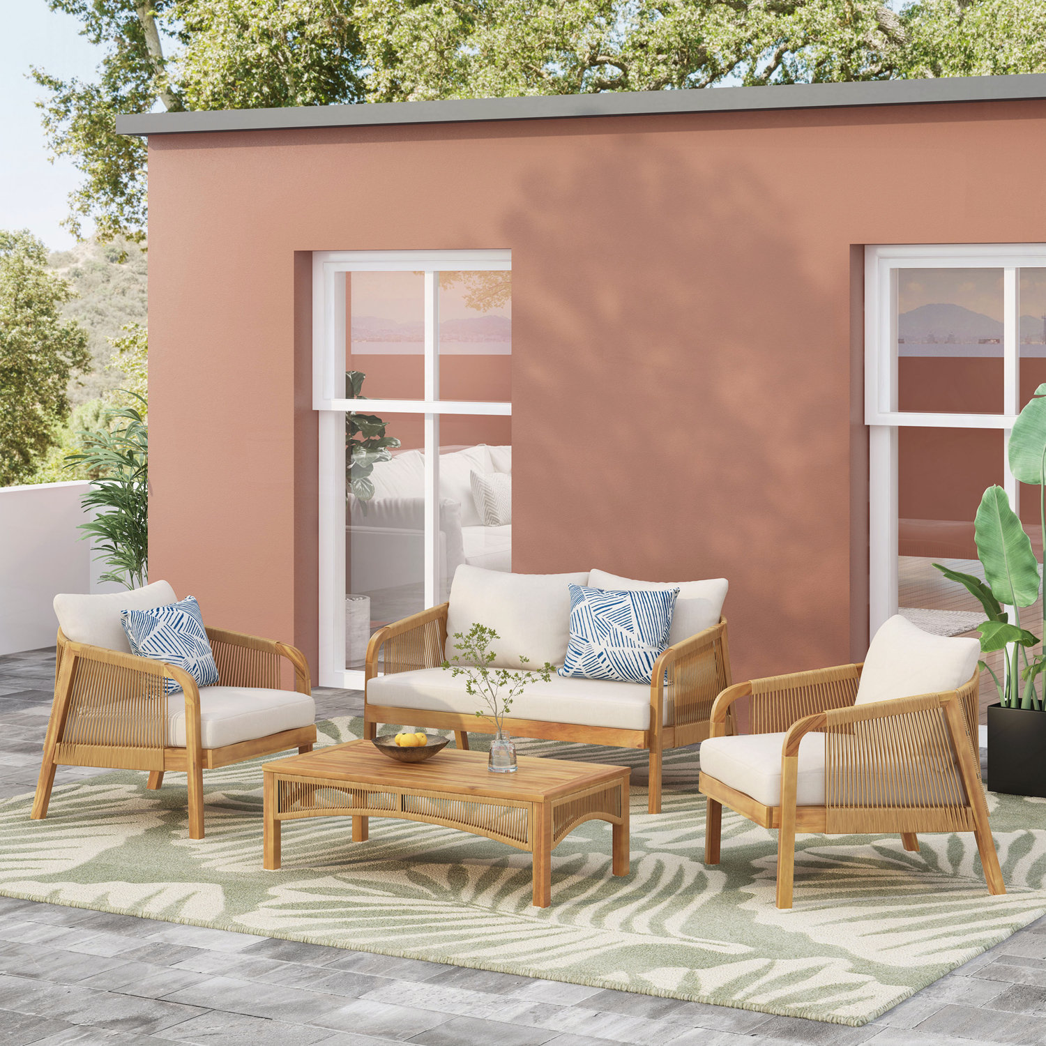 Fiora 4-Person Acacia Patio Seating Group
