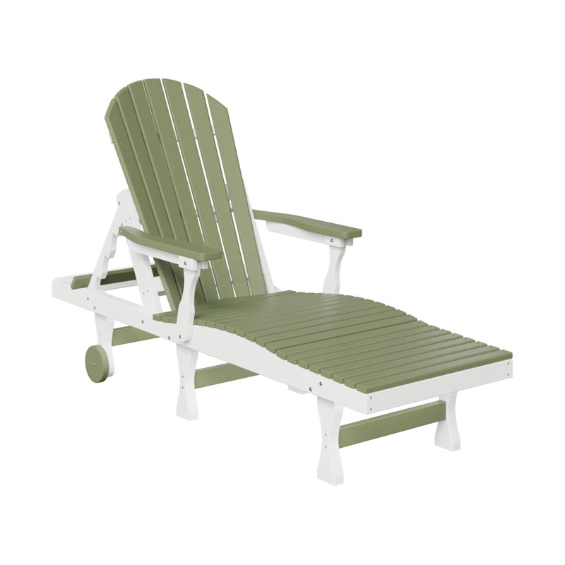 Chaise longue Comfo, Plateau sauge avec base blanche
