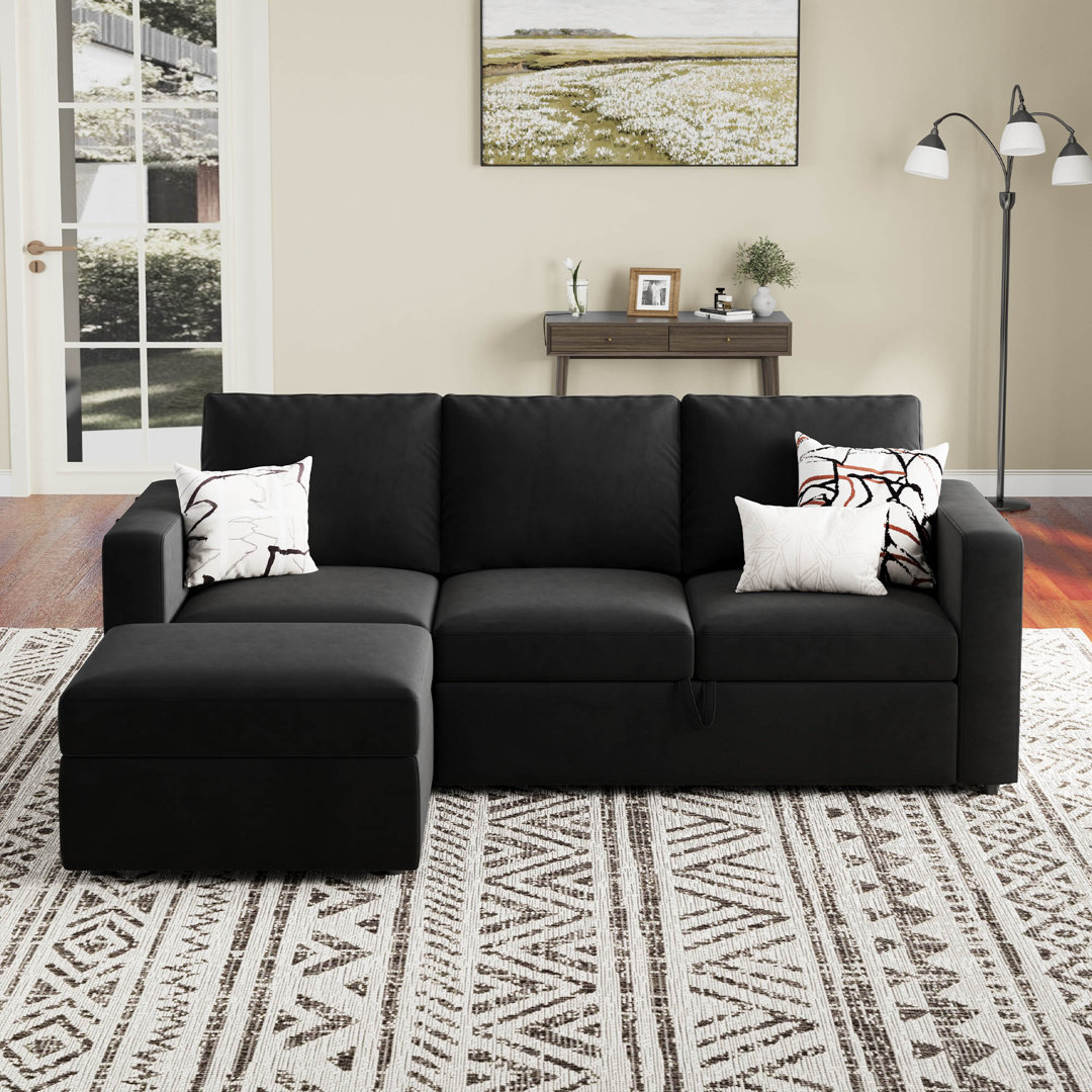 Rafael L Shaped Sofa Pull Out Sofa Bed Convertible Modular Sectional Couch Sleeper For Apartment Ebern Designs 