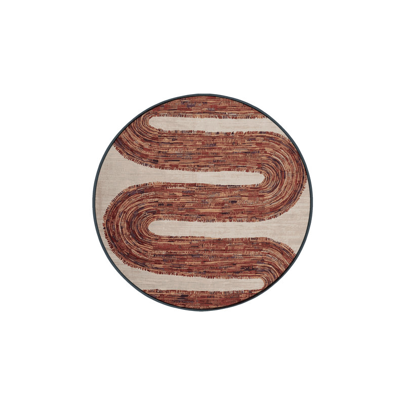 Tapis brun lavable à la machine, Rond 5 pi