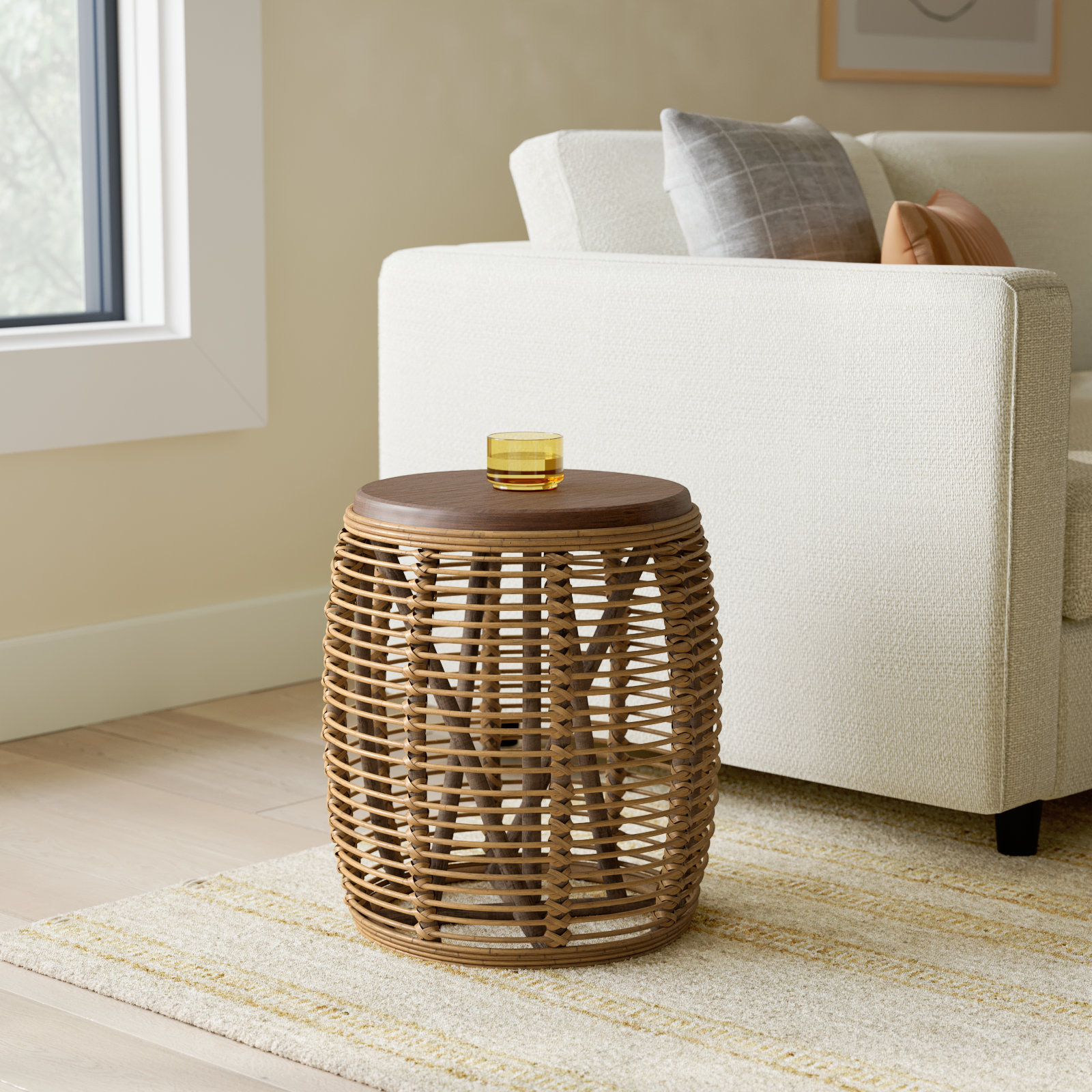 Shoshanna Solid Wood End Table, Dark Brown/Honey Brown Wash