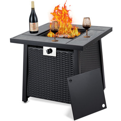 28 Inch Propane Gas Fire Pit Table, Csa Certified 50000 Btu Smokeless Firepit Patio Heater With Lid For Outdoor Patio, Garden, Deck