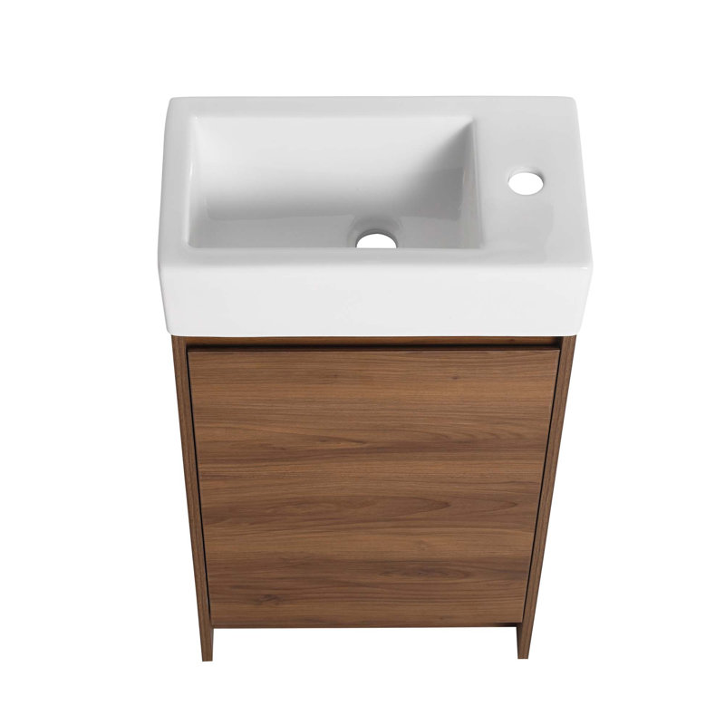 Petit meuble-lavabo flottant de 18 pouces avec lavabo simple, convenant à une petite salle de bain