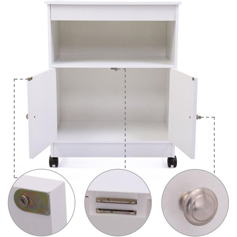 Chariot de cuisine en bois pour micro-ondes