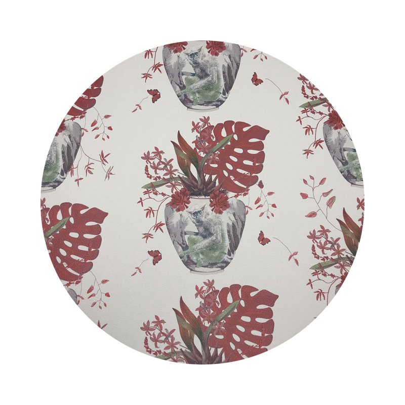 Monkey Small Jungle Pebble 16" Vinyl Placemat, Rouge