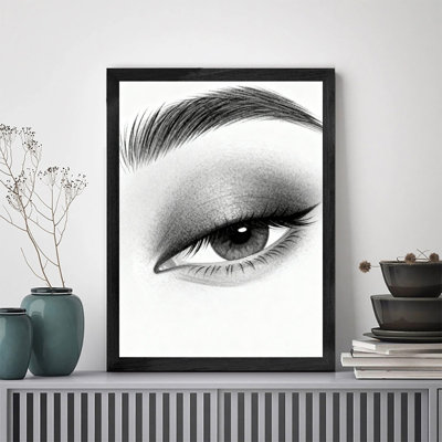 Black Framed Eye Makeup Artistry Wall Art, Stylish Realist Beauty Aesthetic Framed Prints