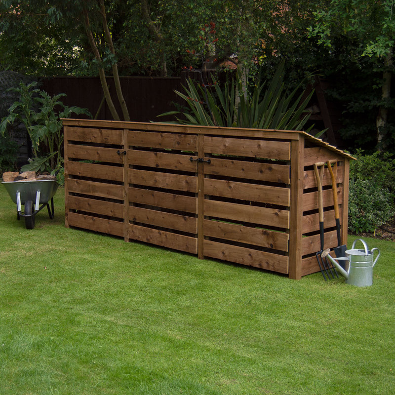 Urbanna 340cm W x 74.5cm D Solid Wood Log Store, Rustic Brown