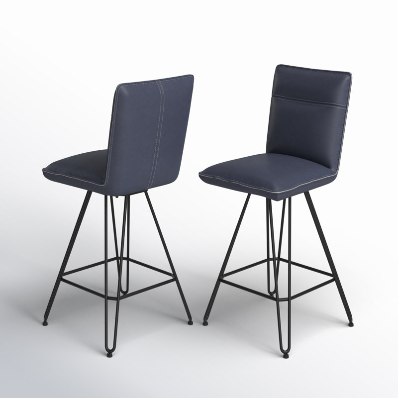 Vangorder Swivel Upholstered Counter Stool with Metal Frame, Bar Stool (29" Seat Height), Cobalt