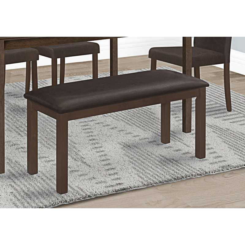 Jeanny Faux Leather Upholstered Bench, Black, Espresso Brown, 20.25" H x 47.5" W x 16" D