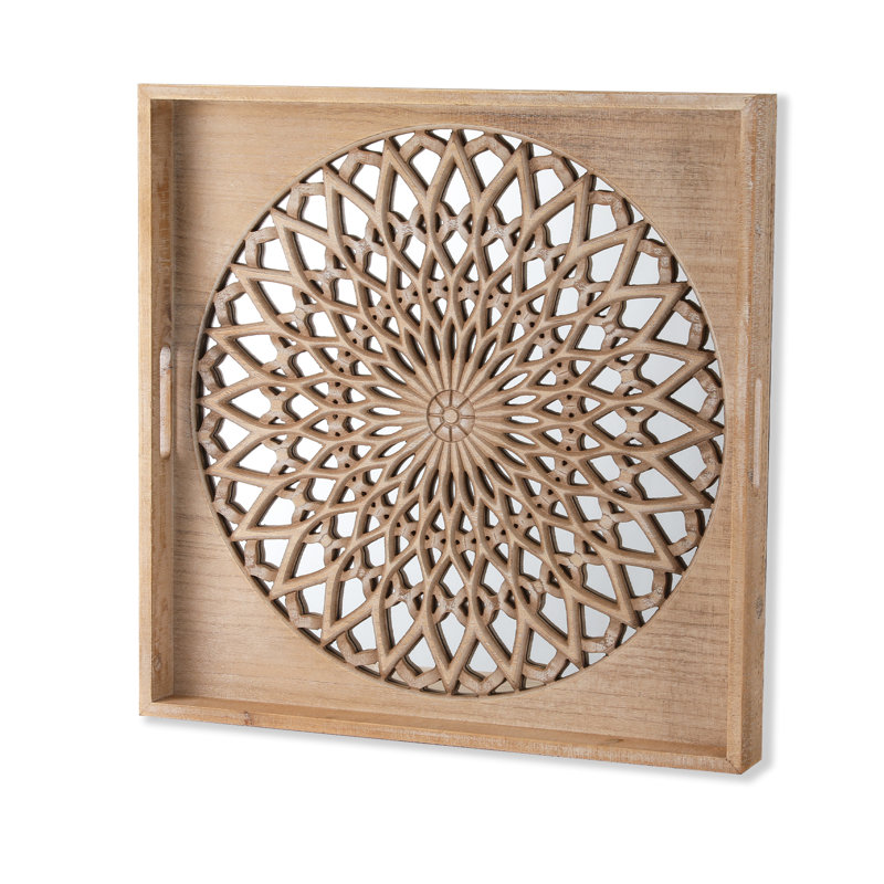 Accent Wall Mirror, Natural Wood