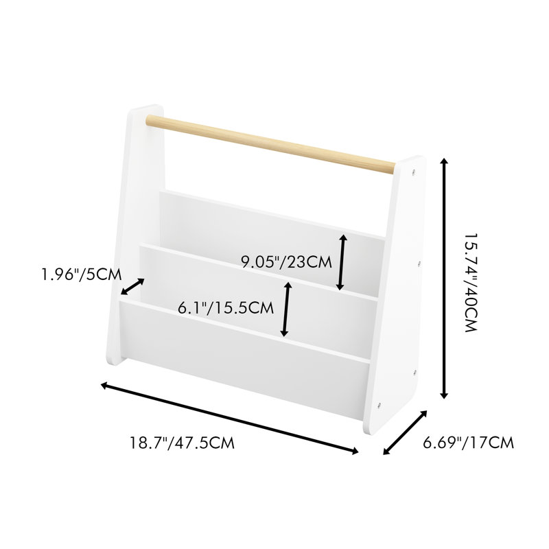 Kids Bookshelf with Wooden Handle