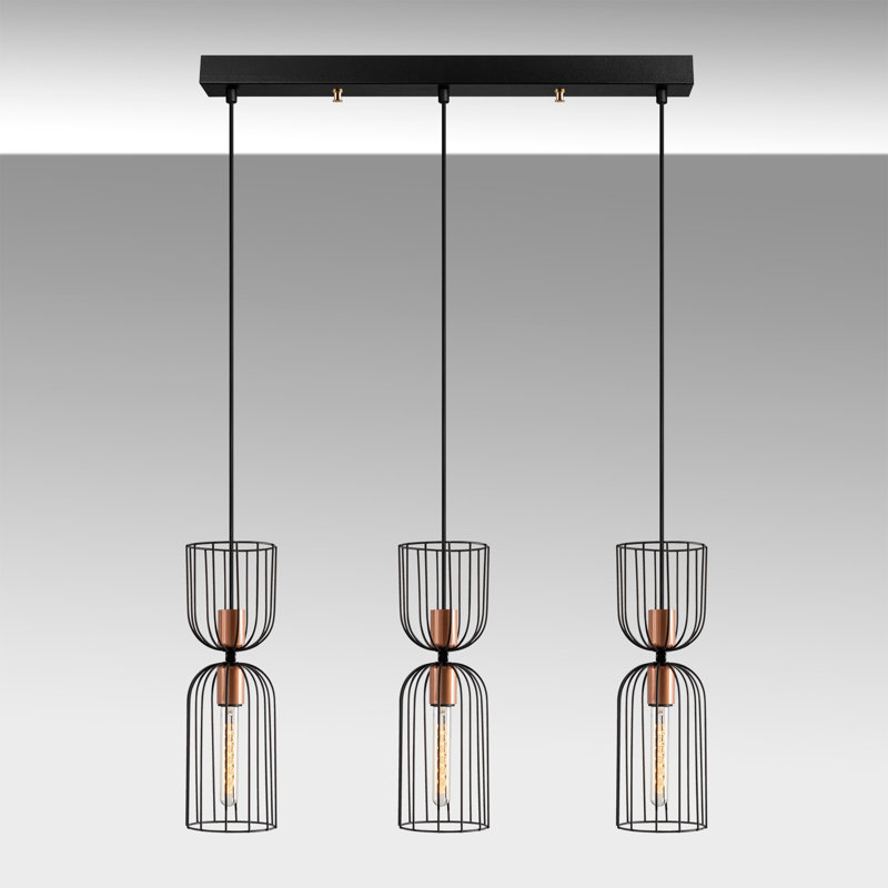 Luminaire suspendu géométrique à 3 lumières pour îlot de cuisine Chittenden