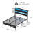Metal Bed Frame with Charging Station, RGB LED Lights and Storage Headboard-1873803374