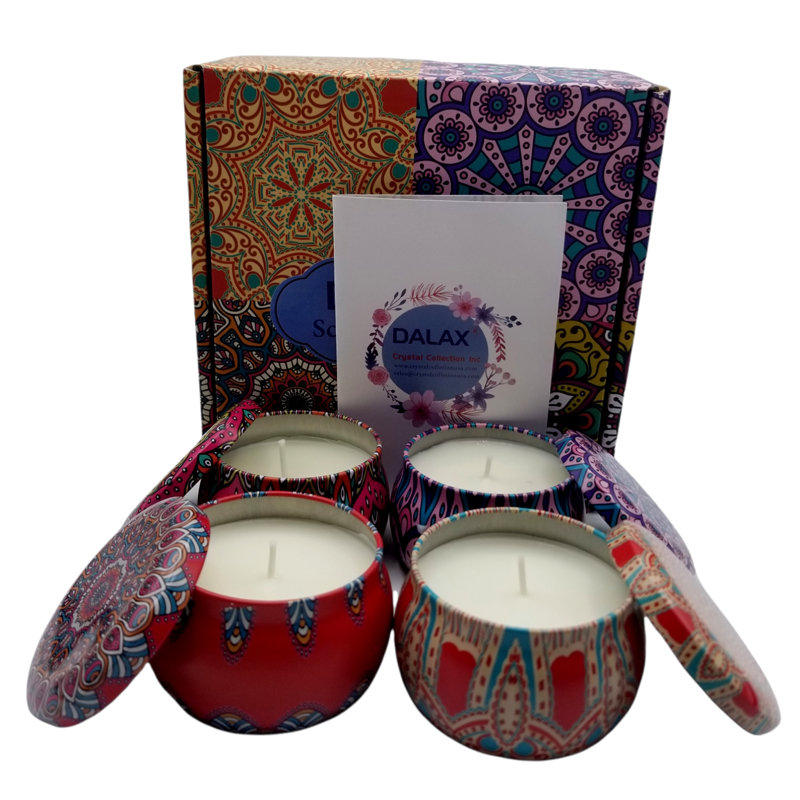 Ensemble de 4 bougies parfumées en pot naturel