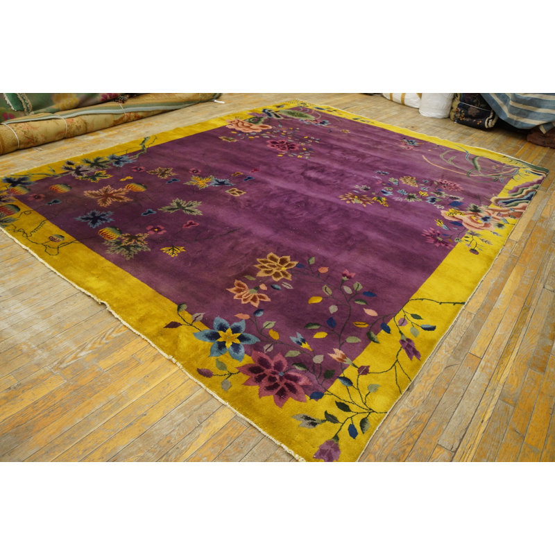 Antique Wool Purple / Lavender Mauve Hand Knotted Pile Rug