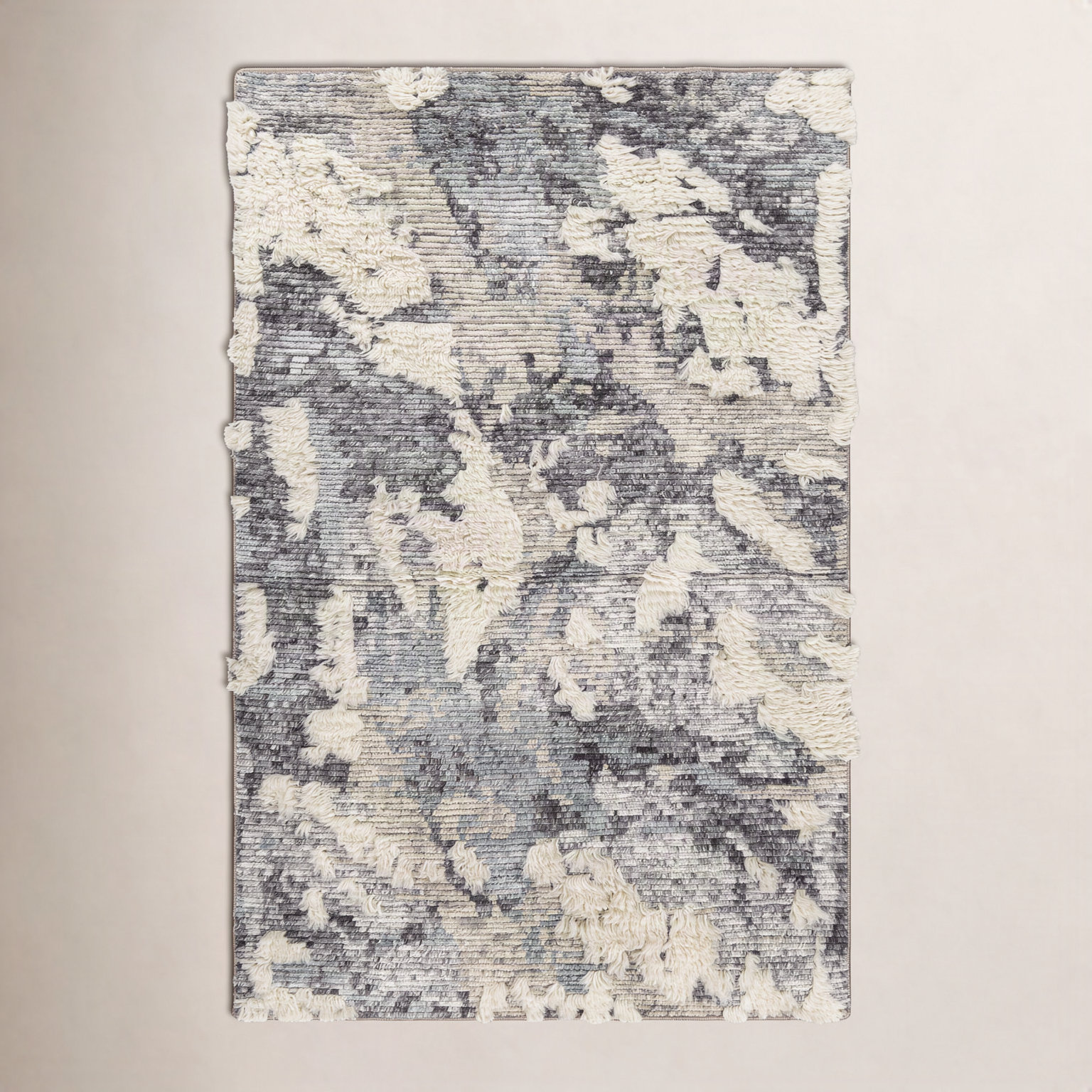 Arcus Cream Hand-Knotted Abstract Rug, Rectangle 8'10" x 12'